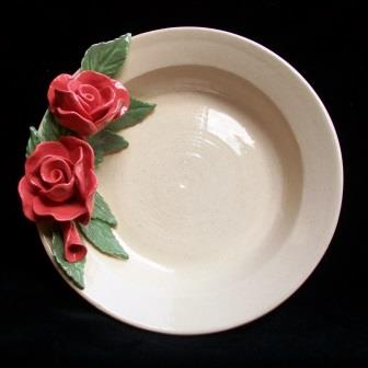 White Plate with Red Roses