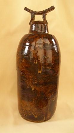 Tall Brown Lidded Jar